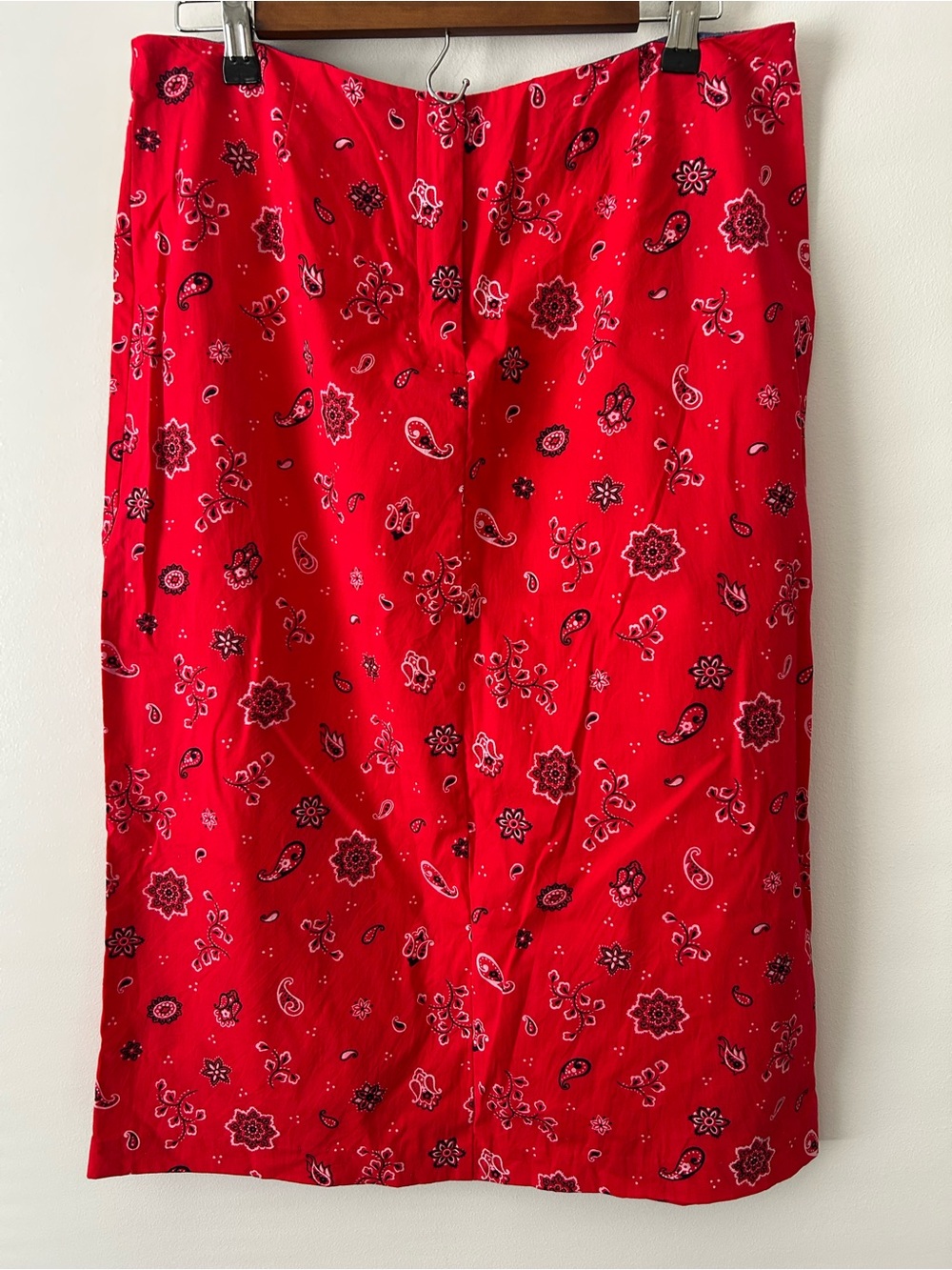 Vintage Marisa Christina Red Paisley bandana print midi pencil skirt 12